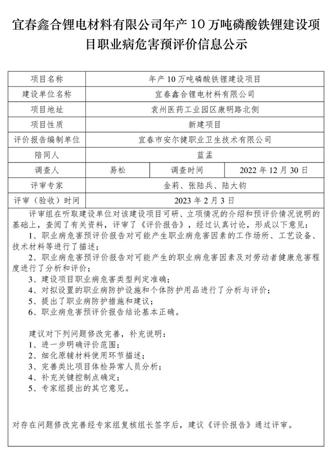 宜春鑫合鋰電材料有限公司年產10萬噸磷酸鐵鋰建設項目職業(yè)病危害預評價信息公示.jpg
