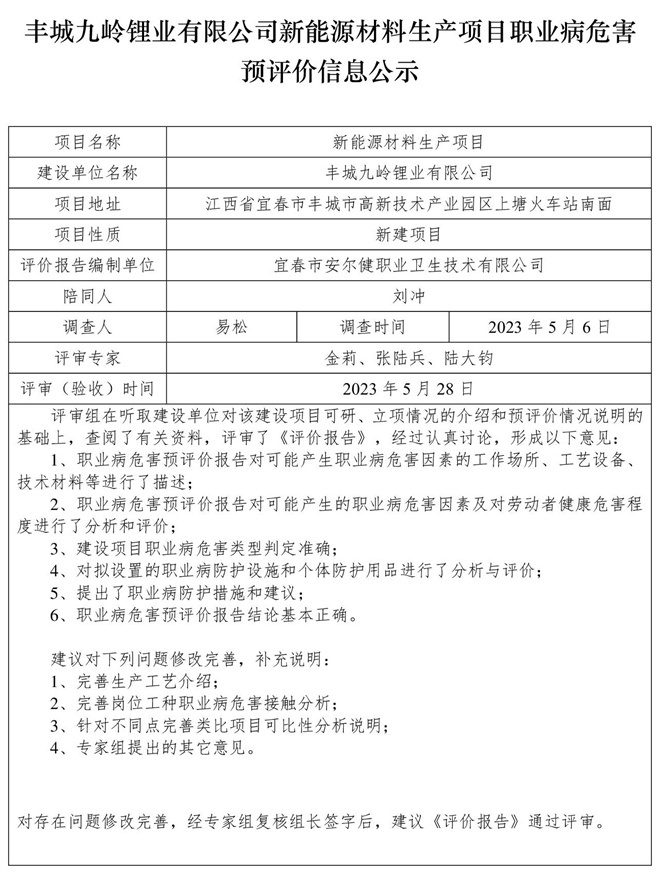 豐城九嶺鋰業(yè)有限公司新能源材料生產(chǎn)項目職業(yè)病危害預評價信息公示.jpg